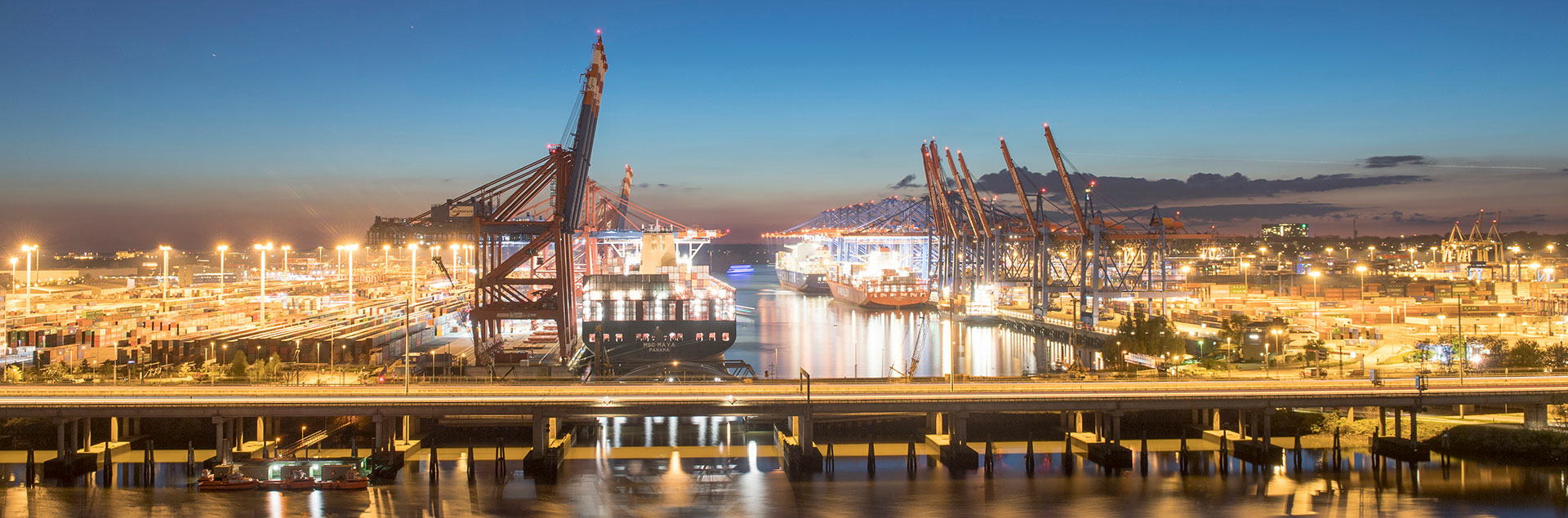 Port Hamburg containership bridge